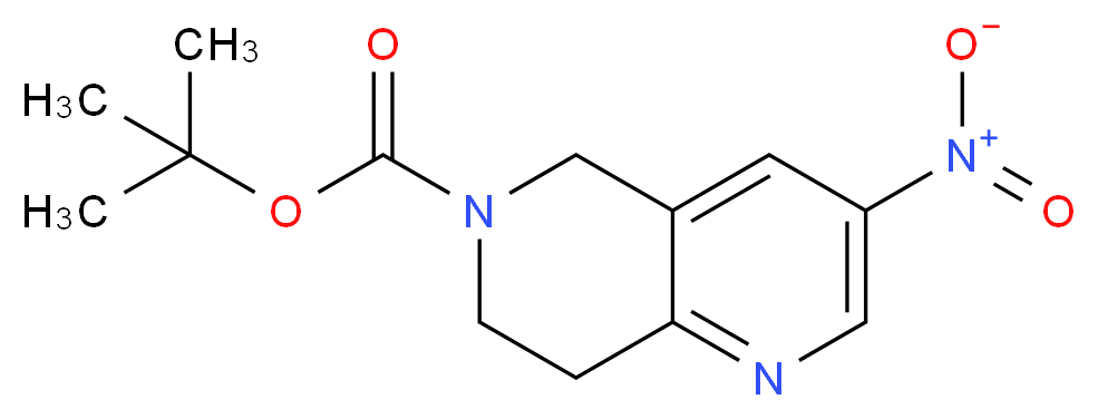 tert-butyl 3-nitro-5,6,7,8-tetrahydro-1,6-naphthyridine-6-carboxylate_分子结构_CAS_355818-98-3