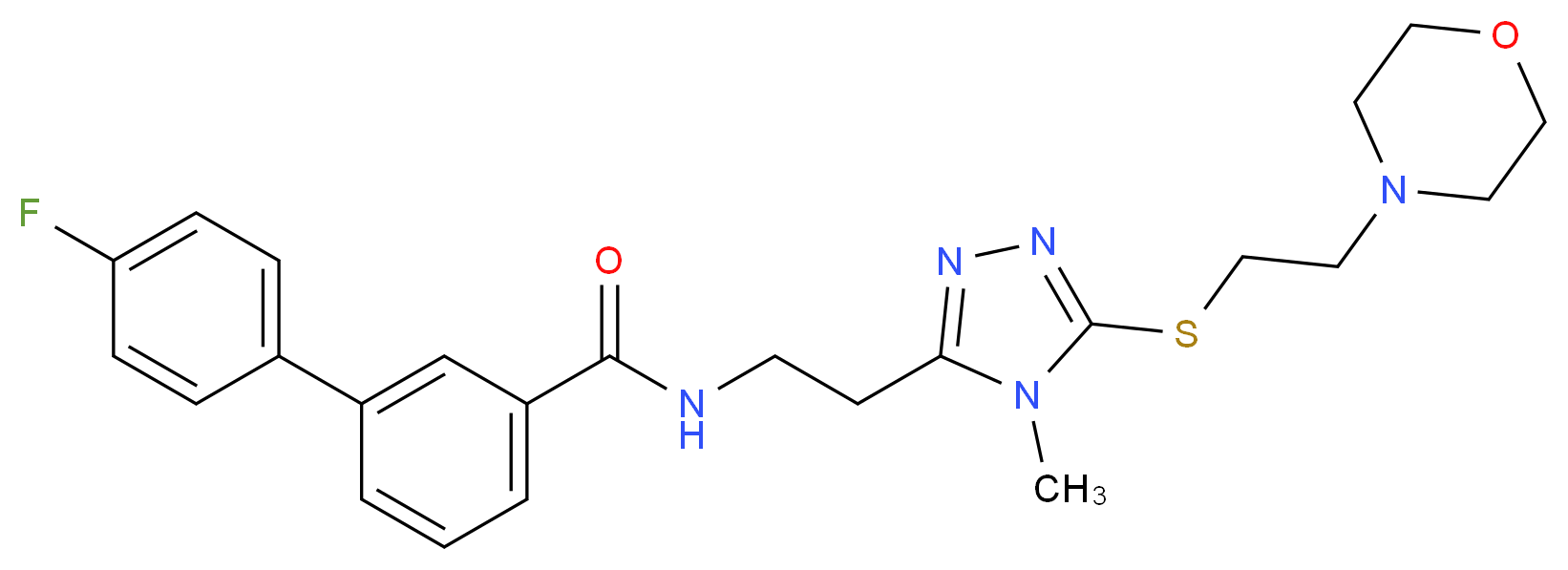4'-fluoro-N-[2-(4-methyl-5-{[2-(4-morpholinyl)ethyl]thio}-4H-1,2,4-triazol-3-yl)ethyl]-3-biphenylcarboxamide_分子结构_CAS_)