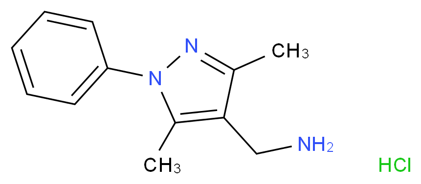 4-(Aminomethyl)-3,5-dimethyl-1-phenyl-1H-pyrazole hydrochloride 95%_分子结构_CAS_879896-52-3)