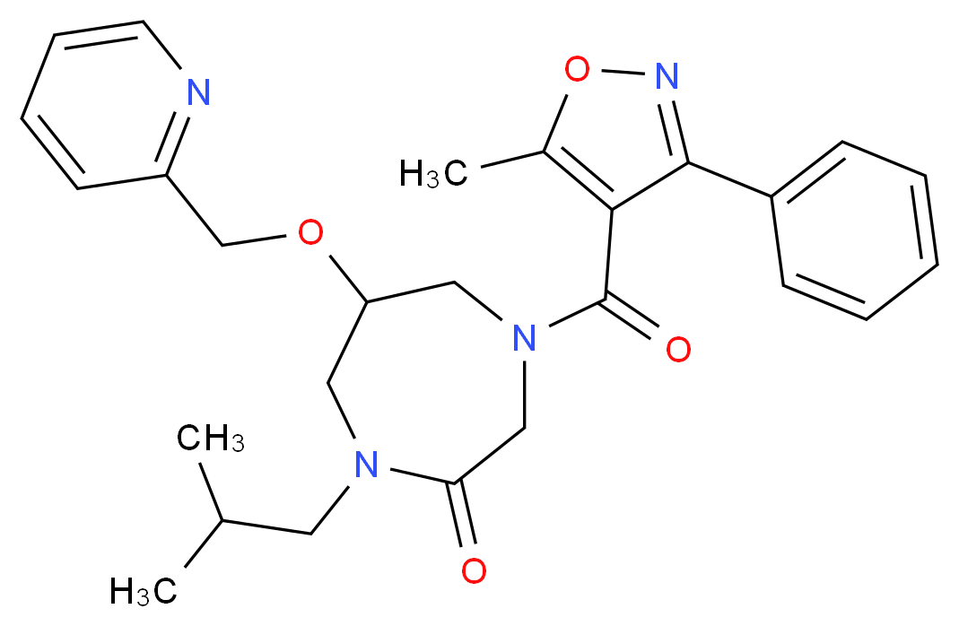 1-isobutyl-4-[(5-methyl-3-phenyl-4-isoxazolyl)carbonyl]-6-(2-pyridinylmethoxy)-1,4-diazepan-2-one_分子结构_CAS_)