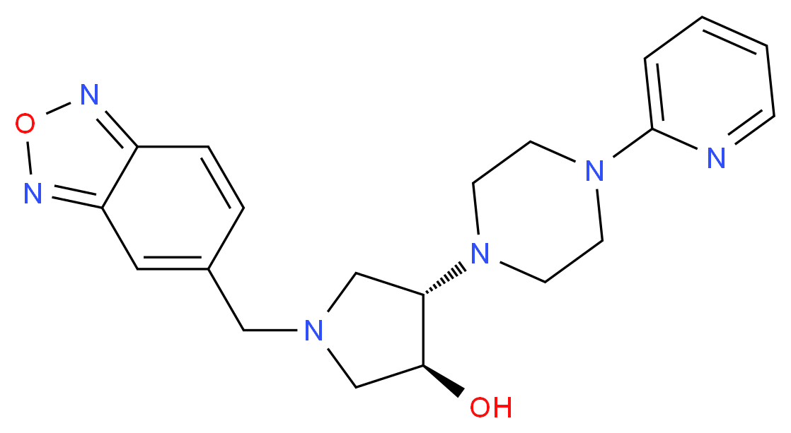 (3S*,4S*)-1-(2,1,3-benzoxadiazol-5-ylmethyl)-4-[4-(2-pyridinyl)-1-piperazinyl]-3-pyrrolidinol_分子结构_CAS_)