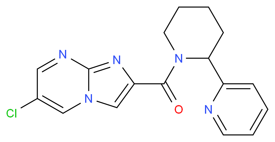 6-chloro-2-{[2-(2-pyridinyl)-1-piperidinyl]carbonyl}imidazo[1,2-a]pyrimidine_分子结构_CAS_)