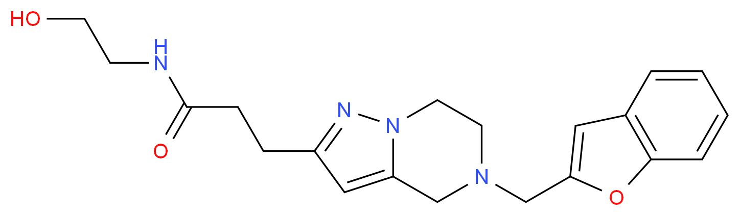 3-[5-(1-benzofuran-2-ylmethyl)-4,5,6,7-tetrahydropyrazolo[1,5-a]pyrazin-2-yl]-N-(2-hydroxyethyl)propanamide_分子结构_CAS_)