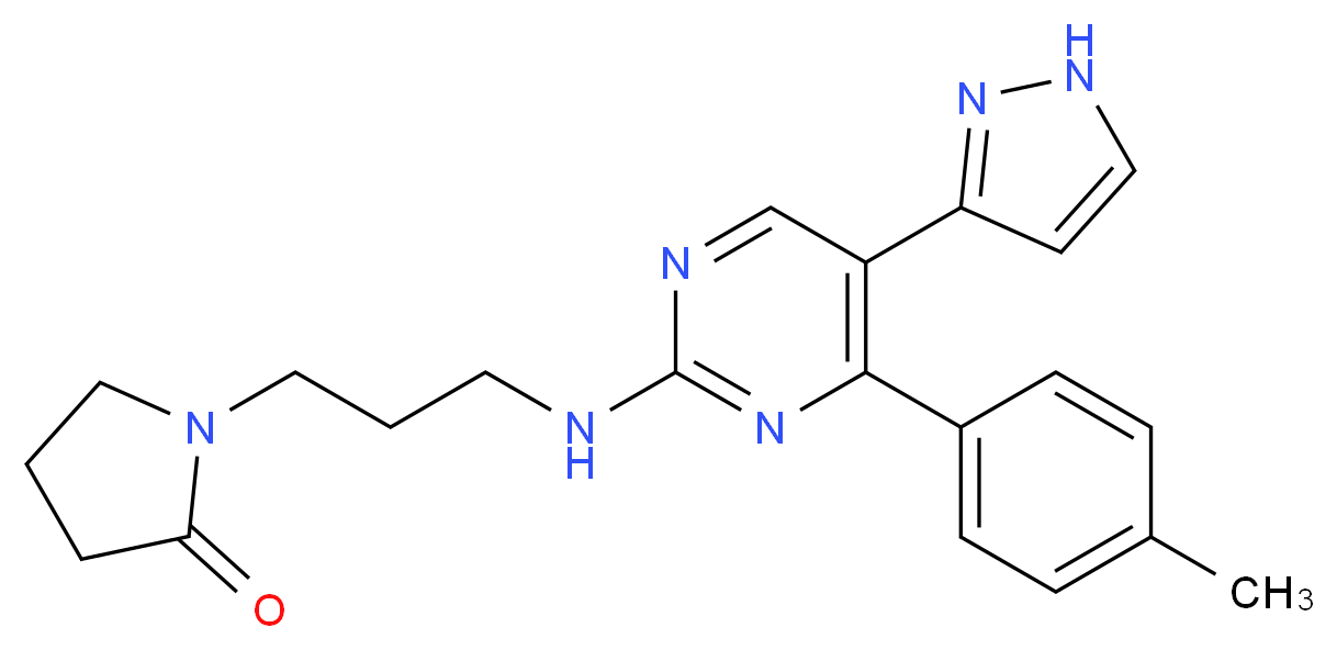 1-(3-{[4-(4-methylphenyl)-5-(1H-pyrazol-3-yl)pyrimidin-2-yl]amino}propyl)pyrrolidin-2-one_分子结构_CAS_)