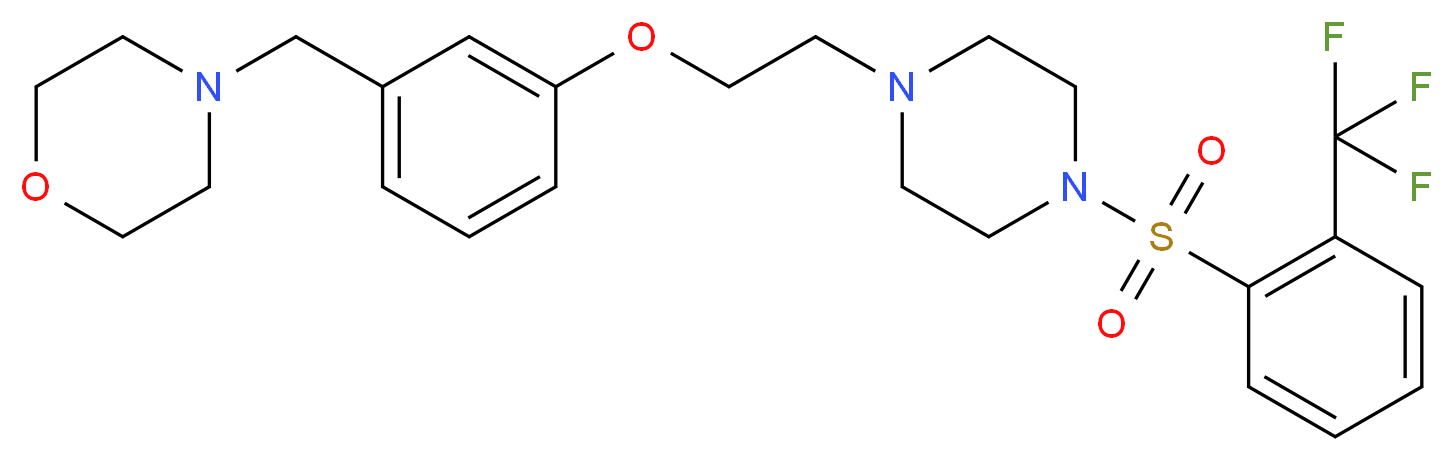 4-{3-[2-(4-{[2-(trifluoromethyl)phenyl]sulfonyl}-1-piperazinyl)ethoxy]benzyl}morpholine_分子结构_CAS_)