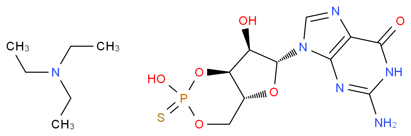 Guanosine 3′,5′-cyclic monophosphorothioate, Rp Isomer triethylammonium salt_分子结构_CAS_86562-09-6)
