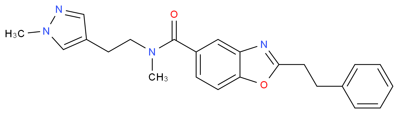 N-methyl-N-[2-(1-methyl-1H-pyrazol-4-yl)ethyl]-2-(2-phenylethyl)-1,3-benzoxazole-5-carboxamide_分子结构_CAS_)