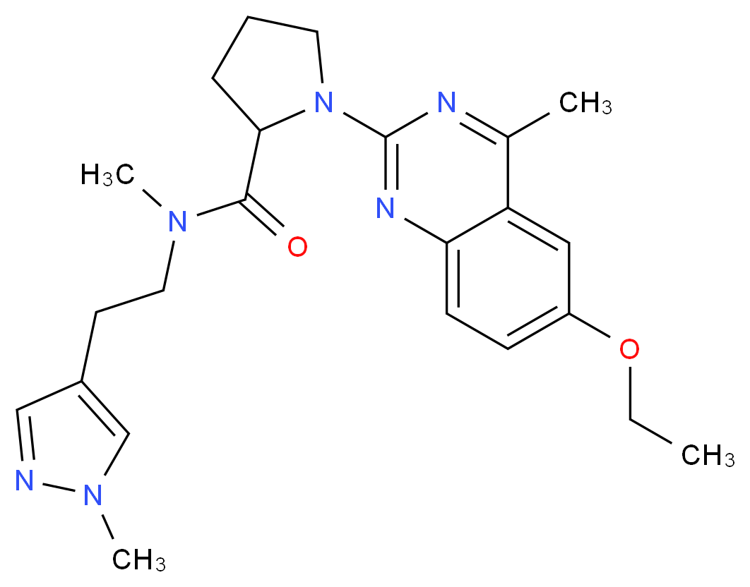 1-(6-ethoxy-4-methyl-2-quinazolinyl)-N-methyl-N-[2-(1-methyl-1H-pyrazol-4-yl)ethyl]prolinamide_分子结构_CAS_)