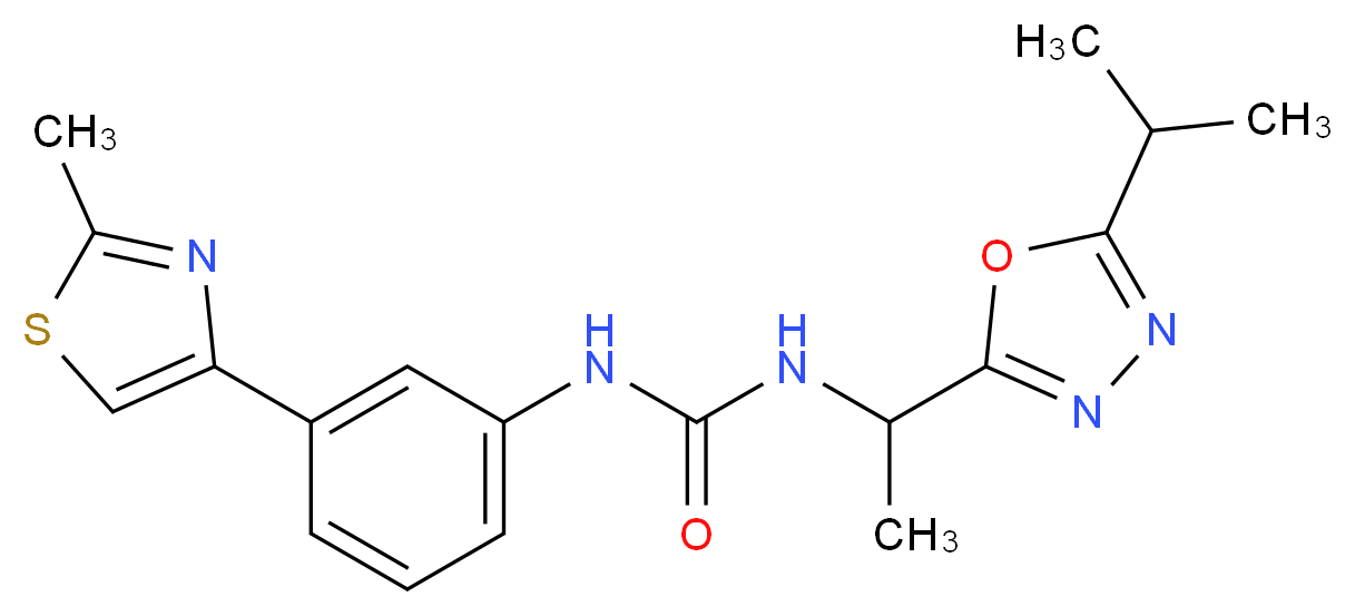 N-[1-(5-isopropyl-1,3,4-oxadiazol-2-yl)ethyl]-N'-[3-(2-methyl-1,3-thiazol-4-yl)phenyl]urea_分子结构_CAS_)