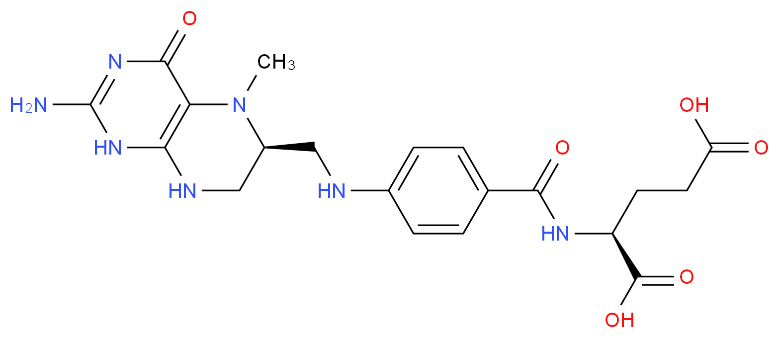 (2S)-2-{[4-({[(6S)-2-amino-5-methyl-4-oxo-1,4,5,6,7,8-hexahydropteridin-6-yl]methyl}amino)phenyl]formamido}pentanedioic acid_分子结构_CAS_134-35-0