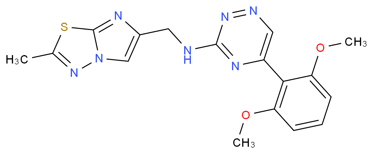 5-(2,6-dimethoxyphenyl)-N-[(2-methylimidazo[2,1-b][1,3,4]thiadiazol-6-yl)methyl]-1,2,4-triazin-3-amine_分子结构_CAS_)