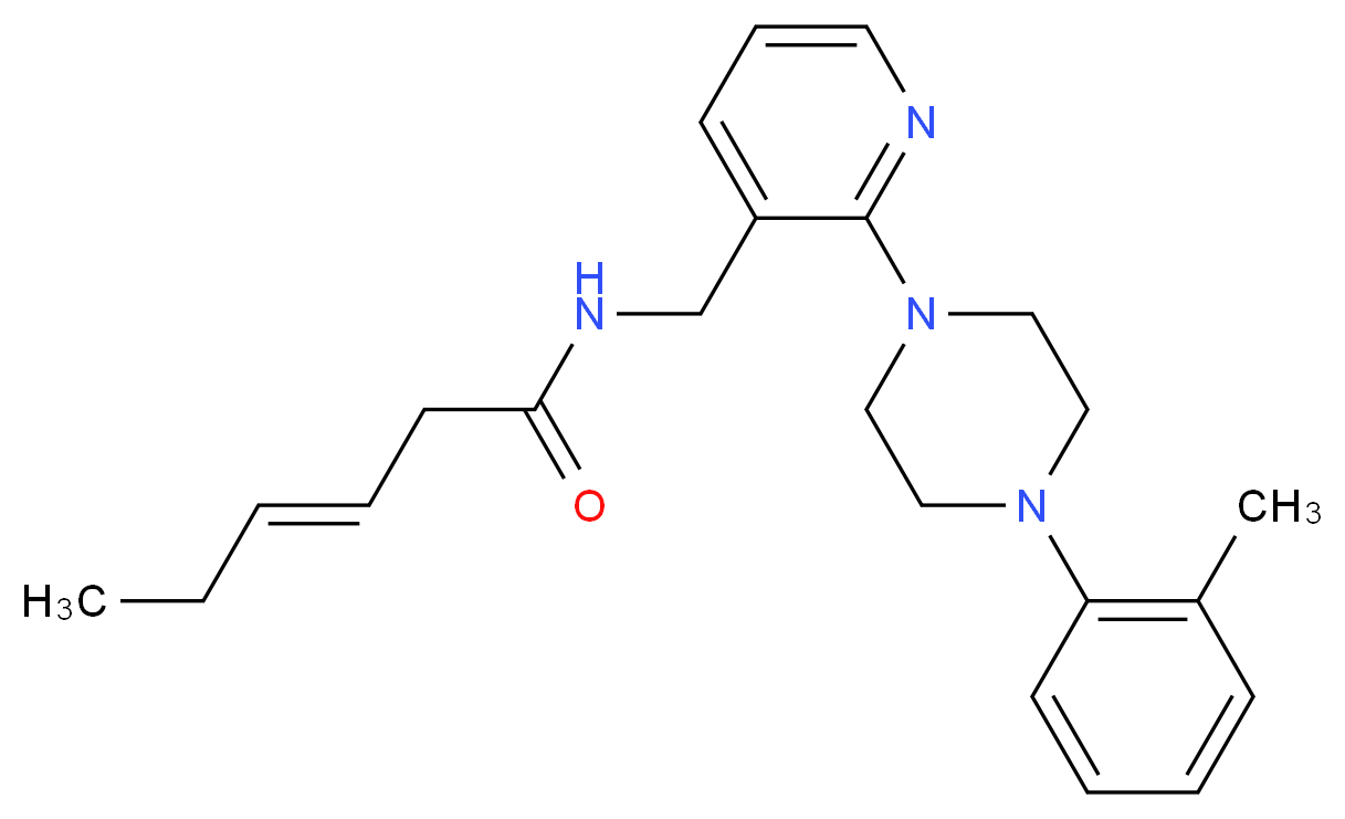 (3E)-N-({2-[4-(2-methylphenyl)piperazin-1-yl]pyridin-3-yl}methyl)hex-3-enamide_分子结构_CAS_)