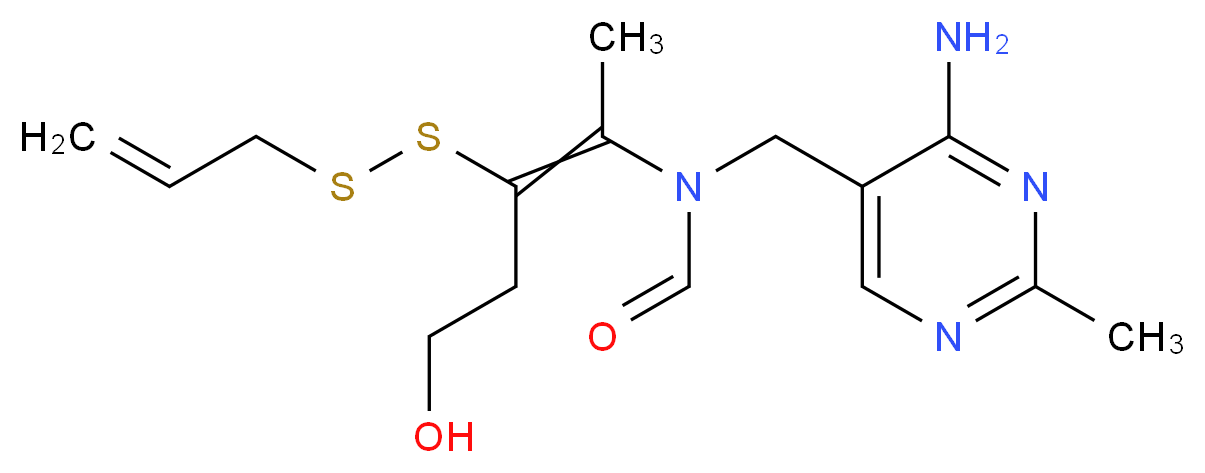 N-[(4-amino-2-methylpyrimidin-5-yl)methyl]-N-[5-hydroxy-3-(prop-2-en-1-yldisulfanyl)pent-2-en-2-yl]formamide_分子结构_CAS_554-44-9
