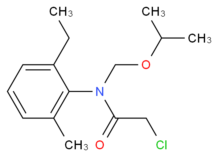 2-chloro-N-(2-ethyl-6-methylphenyl)-N-[(propan-2-yloxy)methyl]acetamide_分子结构_CAS_86763-47-5