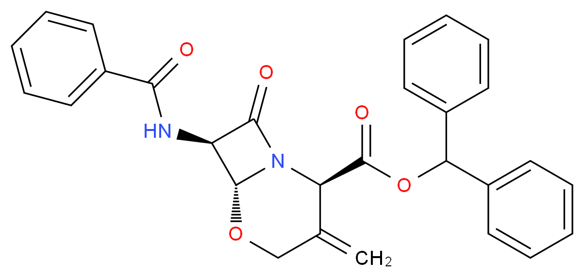 (2R,6R,7R)-Benzhydryl 7-benzamido-3-methylene-8-oxo-5-oxa-1-azabicyclo[4.2.0]octane-2-carboxylate_分子结构_CAS_67977-91-7)