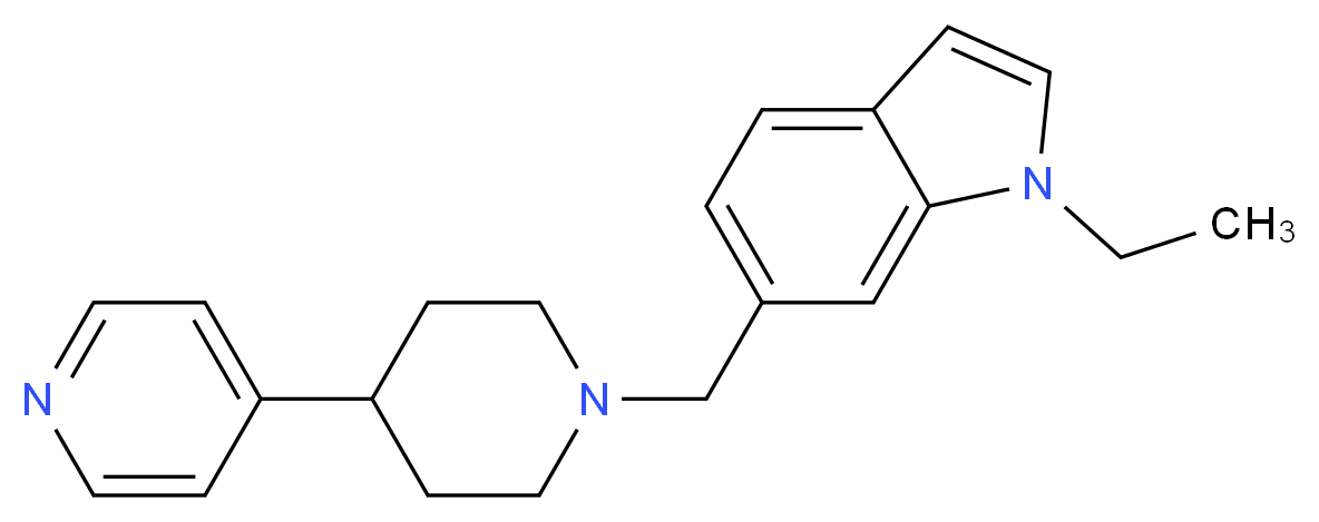1-ethyl-6-{[4-(4-pyridinyl)-1-piperidinyl]methyl}-1H-indole_分子结构_CAS_)