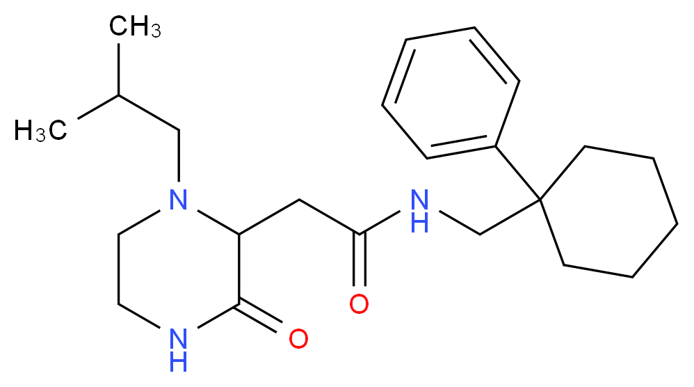 2-(1-isobutyl-3-oxo-2-piperazinyl)-N-[(1-phenylcyclohexyl)methyl]acetamide_分子结构_CAS_)