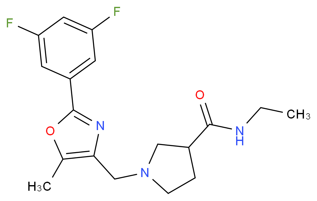 1-{[2-(3,5-difluorophenyl)-5-methyl-1,3-oxazol-4-yl]methyl}-N-ethylpyrrolidine-3-carboxamide_分子结构_CAS_)