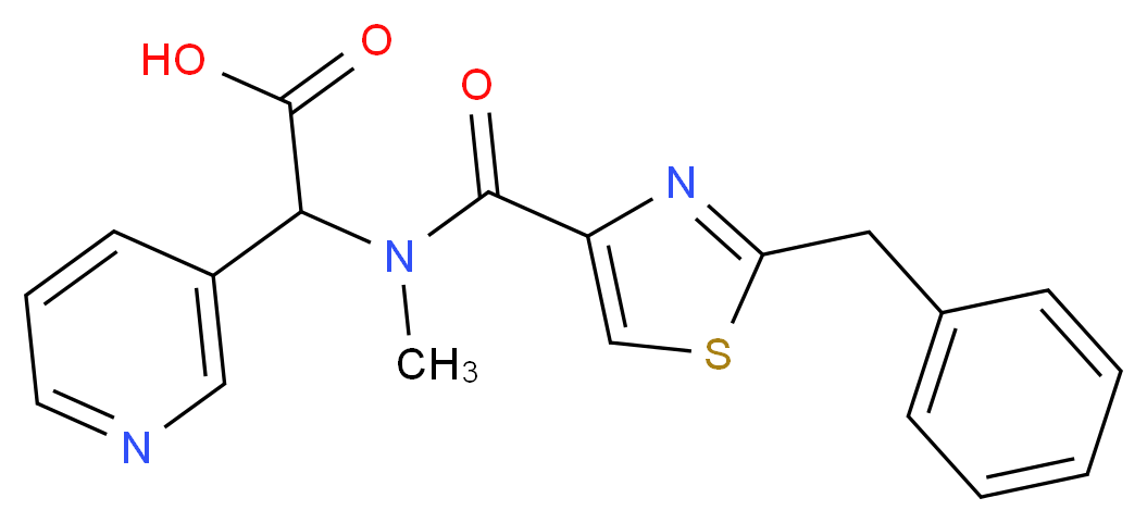 [[(2-benzyl-1,3-thiazol-4-yl)carbonyl](methyl)amino](3-pyridinyl)acetic acid_分子结构_CAS_)