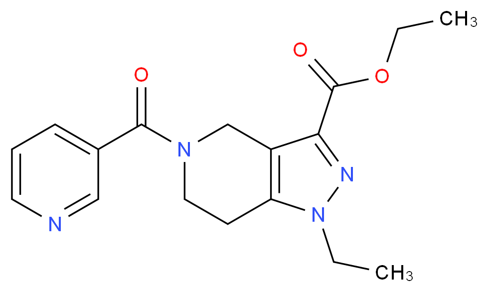 ethyl 1-ethyl-5-(3-pyridinylcarbonyl)-4,5,6,7-tetrahydro-1H-pyrazolo[4,3-c]pyridine-3-carboxylate_分子结构_CAS_)