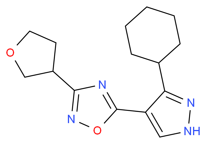 5-(3-cyclohexyl-1H-pyrazol-4-yl)-3-(tetrahydrofuran-3-yl)-1,2,4-oxadiazole_分子结构_CAS_)