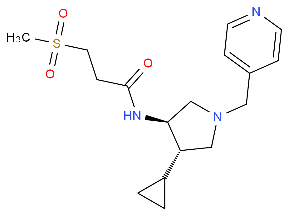 N-[(3R*,4S*)-4-cyclopropyl-1-(4-pyridinylmethyl)-3-pyrrolidinyl]-3-(methylsulfonyl)propanamide_分子结构_CAS_)