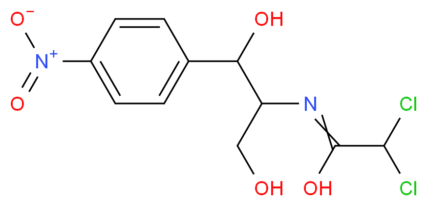 2,2-dichloro-N-[1,3-dihydroxy-1-(4-nitrophenyl)propan-2-yl]ethanimidic acid_分子结构_CAS_56-75-7