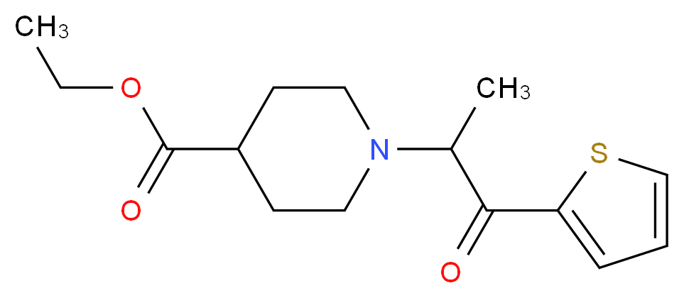 ethyl 1-[1-oxo-1-(thiophen-2-yl)propan-2-yl]piperidine-4-carboxylate_分子结构_CAS_924868-90-6