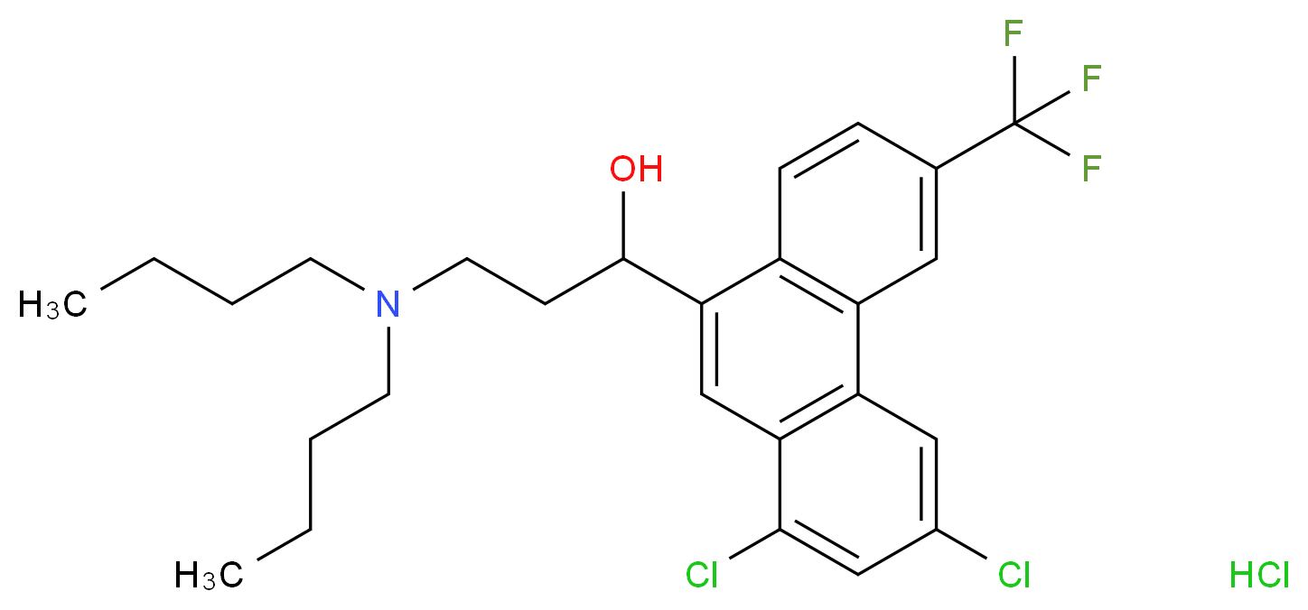 3-(dibutylamino)-1-[1,3-dichloro-6-(trifluoromethyl)phenanthren-9-yl]propan-1-ol hydrochloride_分子结构_CAS_36167-63-2