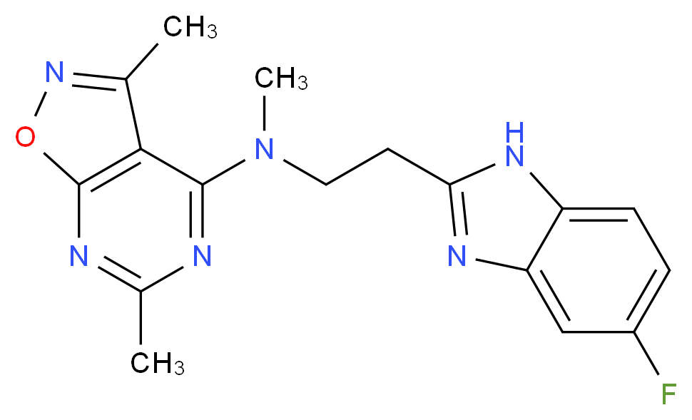 N-[2-(5-fluoro-1H-benzimidazol-2-yl)ethyl]-N,3,6-trimethylisoxazolo[5,4-d]pyrimidin-4-amine_分子结构_CAS_)