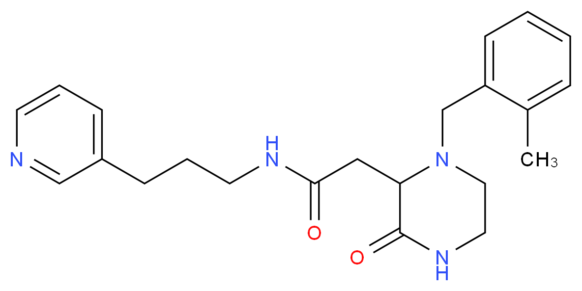 2-[1-(2-methylbenzyl)-3-oxo-2-piperazinyl]-N-[3-(3-pyridinyl)propyl]acetamide_分子结构_CAS_)