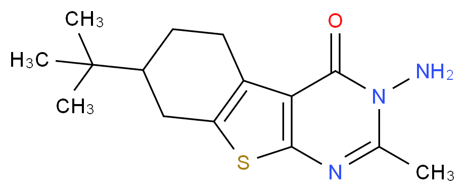 3-Amino-7-tert-butyl-2-methyl-5,6,7,8-tetrahydro-[1]benzothieno[2,3-d]pyrimidin-4(3H)-one_分子结构_CAS_)