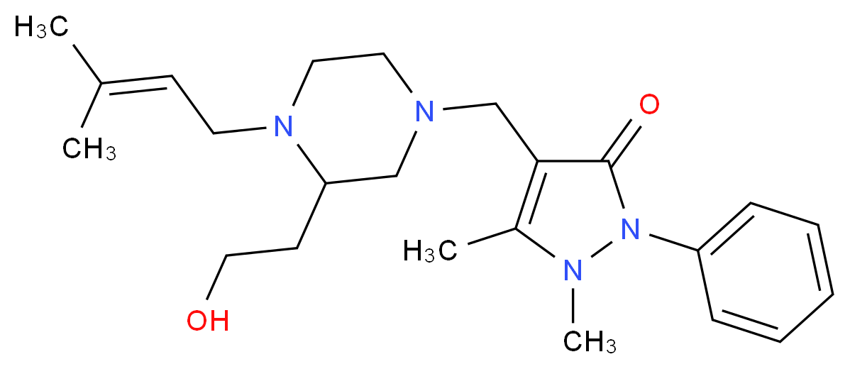 4-{[3-(2-hydroxyethyl)-4-(3-methyl-2-buten-1-yl)-1-piperazinyl]methyl}-1,5-dimethyl-2-phenyl-1,2-dihydro-3H-pyrazol-3-one_分子结构_CAS_)