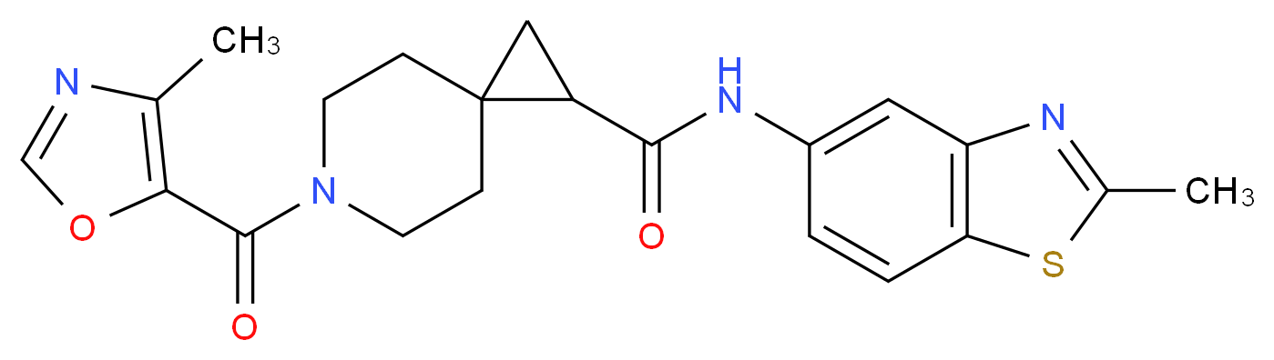 N-(2-methyl-1,3-benzothiazol-5-yl)-6-[(4-methyl-1,3-oxazol-5-yl)carbonyl]-6-azaspiro[2.5]octane-1-carboxamide_分子结构_CAS_)