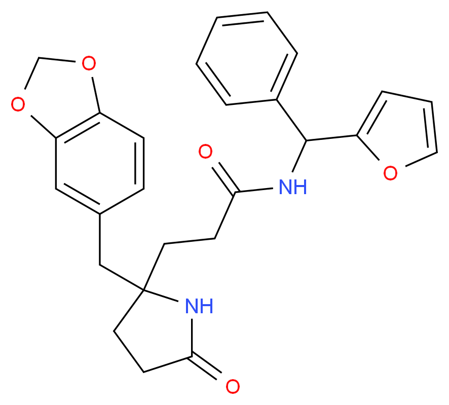 3-[2-(1,3-benzodioxol-5-ylmethyl)-5-oxo-2-pyrrolidinyl]-N-[2-furyl(phenyl)methyl]propanamide_分子结构_CAS_)