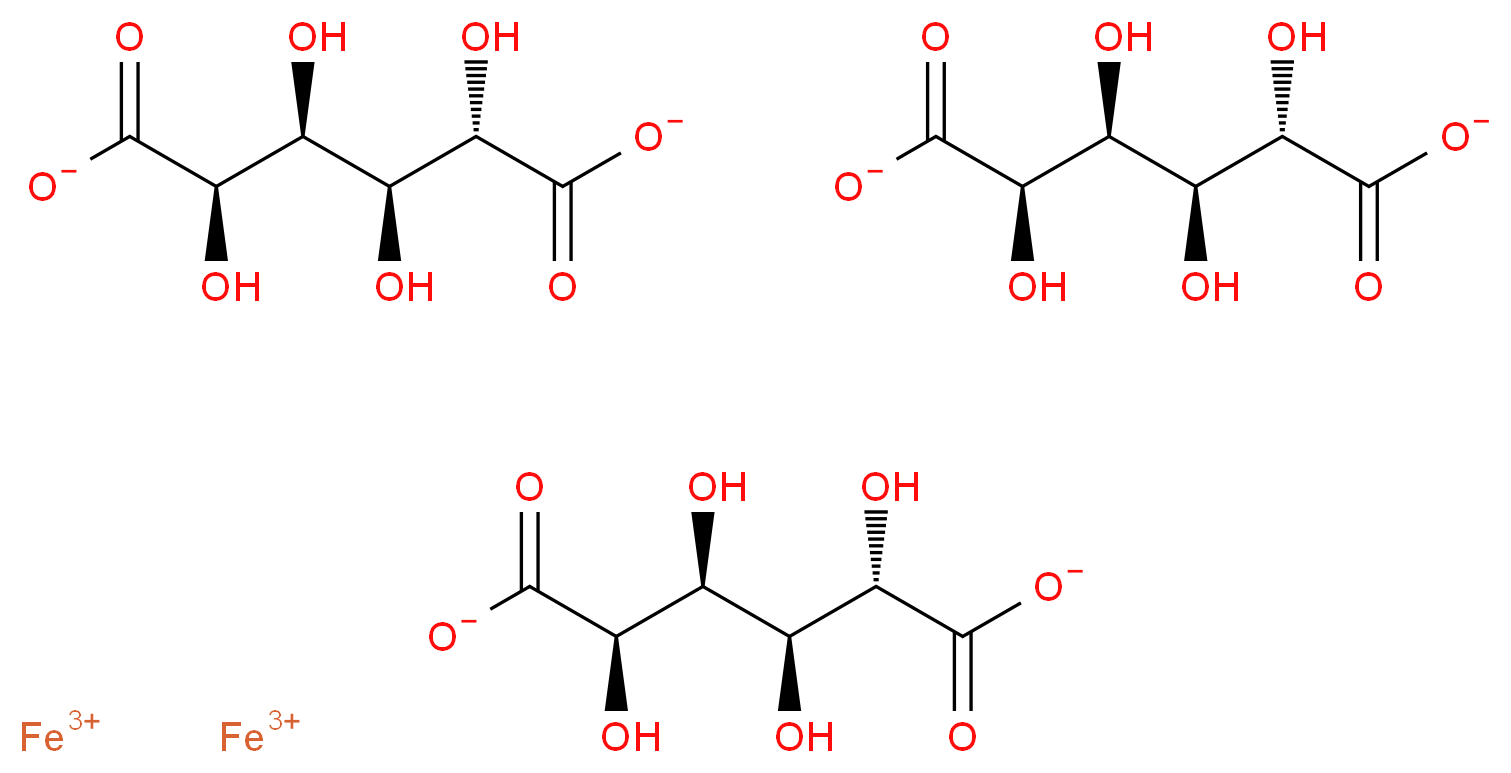 diiron(3+) ion tris((2R,3S,4S,5S)-2,3,4,5-tetrahydroxyhexanedioate)_分子结构_CAS_8047-67-4