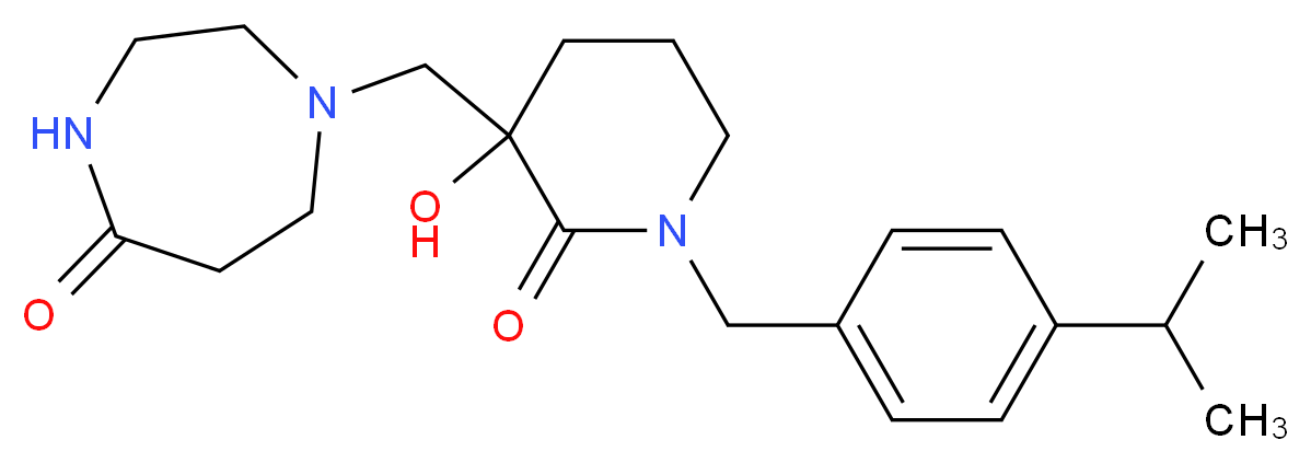 1-{[3-hydroxy-1-(4-isopropylbenzyl)-2-oxopiperidin-3-yl]methyl}-1,4-diazepan-5-one_分子结构_CAS_)