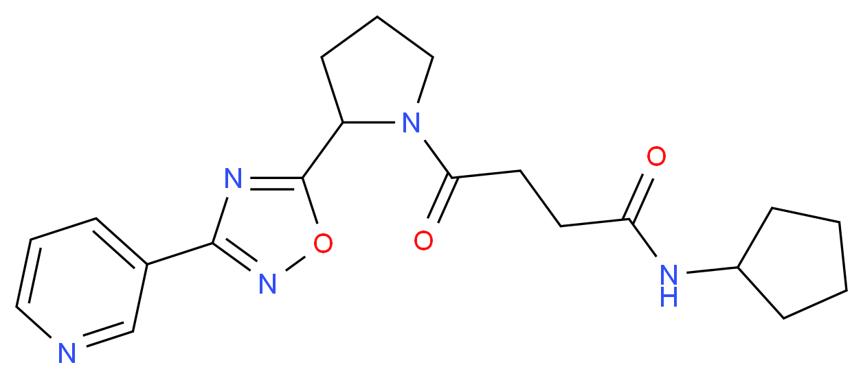 N-cyclopentyl-4-oxo-4-[2-(3-pyridin-3-yl-1,2,4-oxadiazol-5-yl)pyrrolidin-1-yl]butanamide_分子结构_CAS_)