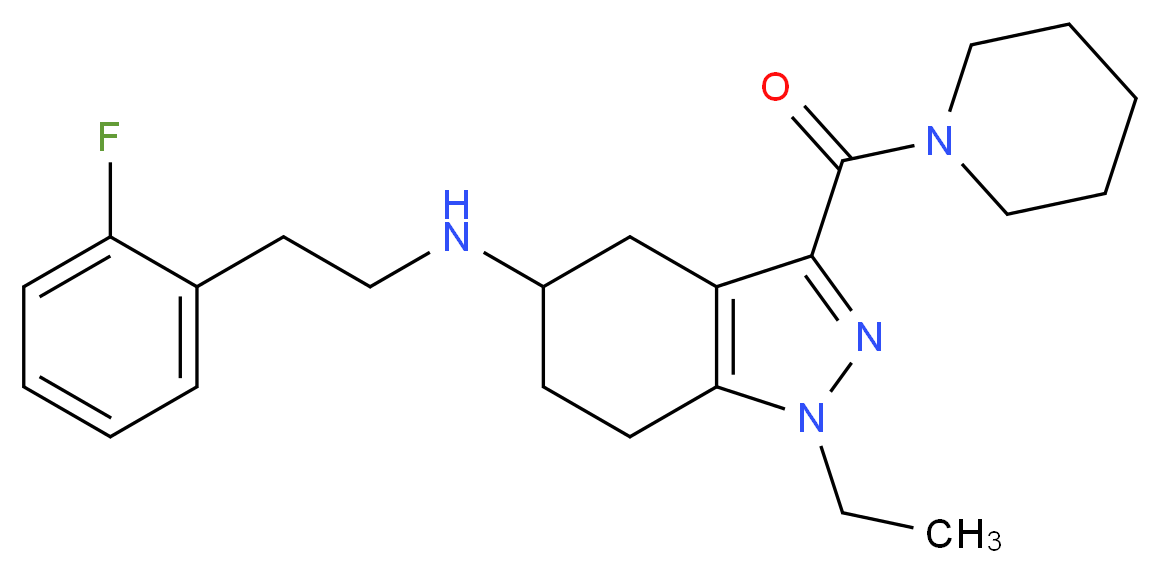 1-ethyl-N-[2-(2-fluorophenyl)ethyl]-3-(1-piperidinylcarbonyl)-4,5,6,7-tetrahydro-1H-indazol-5-amine_分子结构_CAS_)