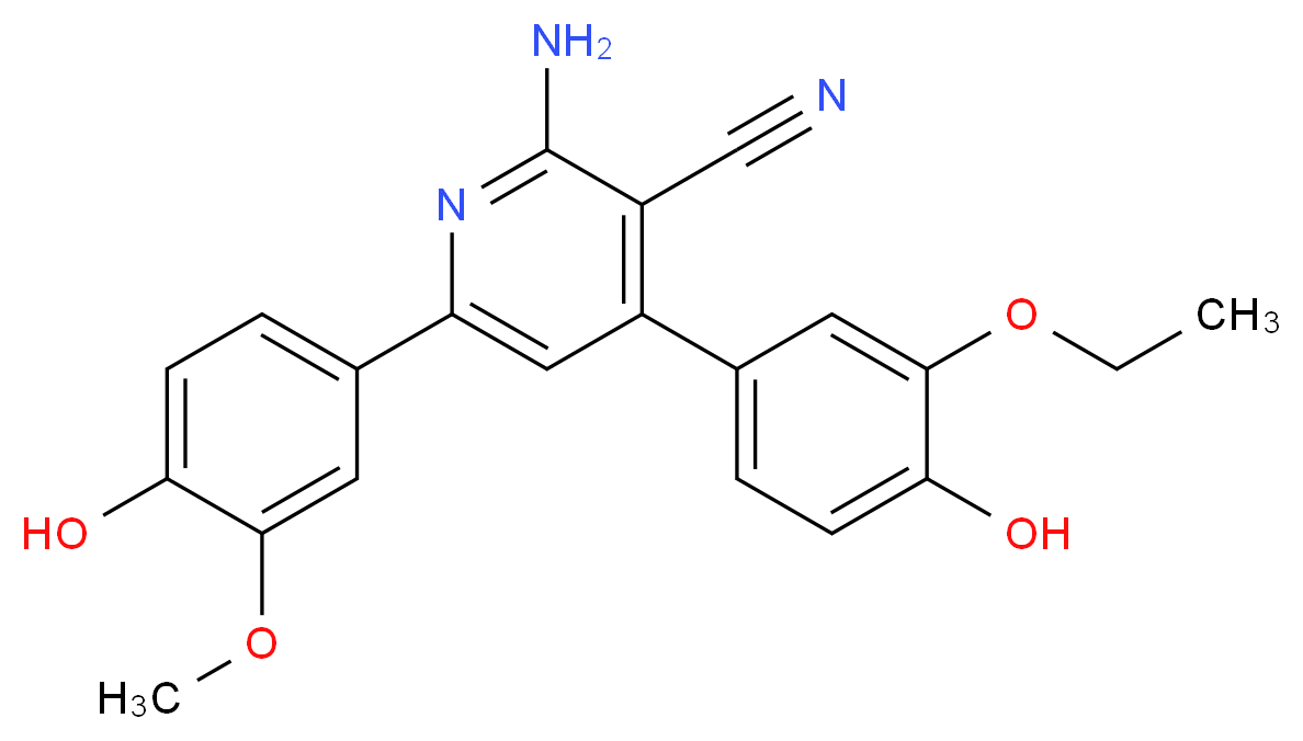 2-amino-4-(3-ethoxy-4-hydroxyphenyl)-6-(4-hydroxy-3-methoxyphenyl)nicotinonitrile_分子结构_CAS_)