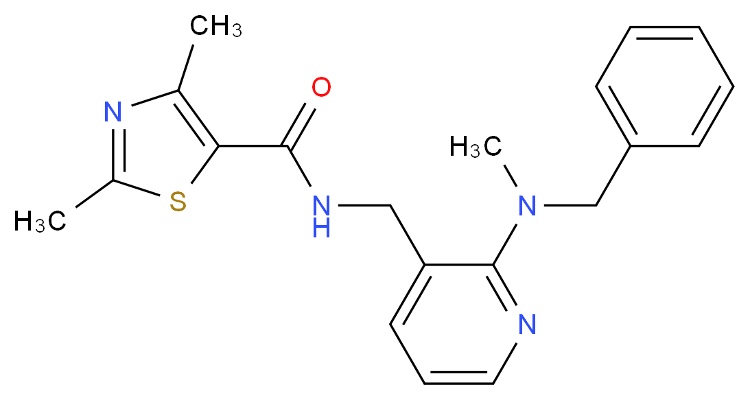N-({2-[benzyl(methyl)amino]-3-pyridinyl}methyl)-2,4-dimethyl-1,3-thiazole-5-carboxamide_分子结构_CAS_)