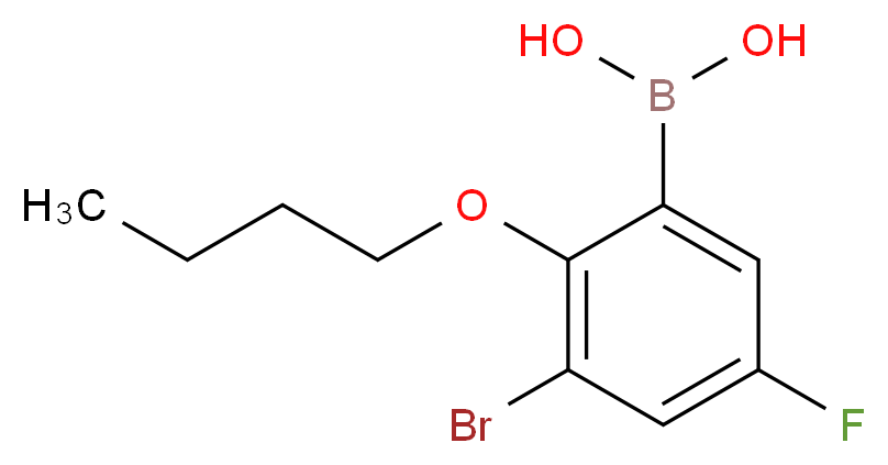 3-溴-2-丁氧基-5-氟苯硼酸_分子结构_CAS_352534-85-1)