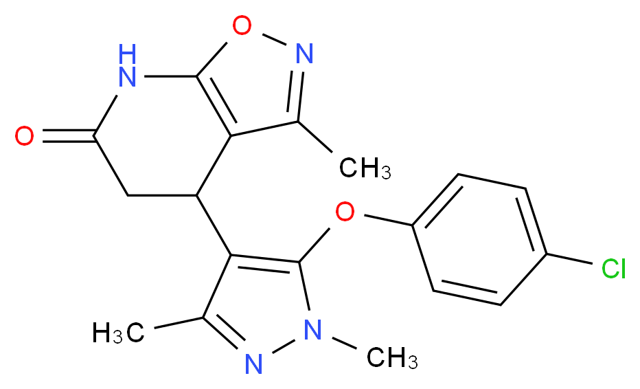 4-[5-(4-chlorophenoxy)-1,3-dimethyl-1H-pyrazol-4-yl]-3-methyl-4,7-dihydroisoxazolo[5,4-b]pyridin-6(5H)-one_分子结构_CAS_)