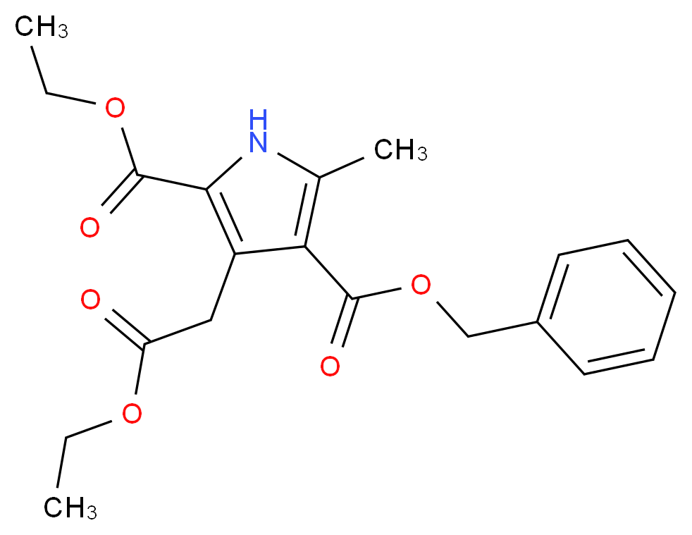 4-benzyl 2-ethyl 3-(2-ethoxy-2-oxoethyl)-5-methyl-1H-pyrrole-2,4-dicarboxylate_分子结构_CAS_52887-35-1