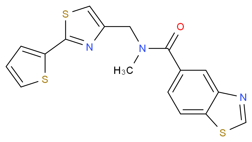 N-methyl-N-{[2-(2-thienyl)-1,3-thiazol-4-yl]methyl}-1,3-benzothiazole-5-carboxamide_分子结构_CAS_)