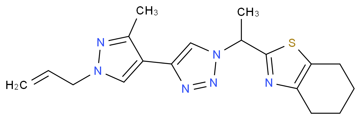 2-{1-[4-(1-allyl-3-methyl-1H-pyrazol-4-yl)-1H-1,2,3-triazol-1-yl]ethyl}-4,5,6,7-tetrahydro-1,3-benzothiazole_分子结构_CAS_)