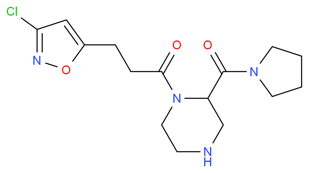 1-[3-(3-chloro-5-isoxazolyl)propanoyl]-2-(1-pyrrolidinylcarbonyl)piperazine_分子结构_CAS_)