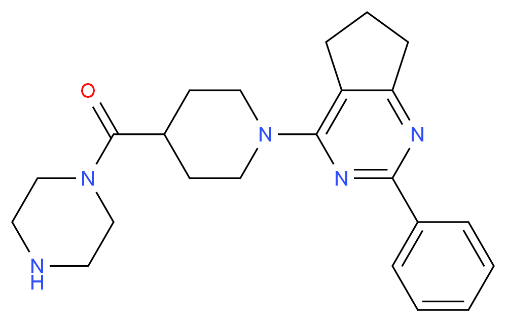 2-phenyl-4-[4-(piperazin-1-ylcarbonyl)piperidin-1-yl]-6,7-dihydro-5H-cyclopenta[d]pyrimidine_分子结构_CAS_)