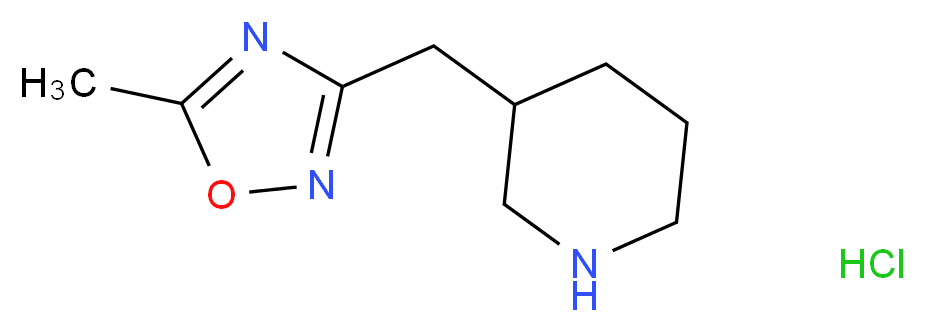 3-[(5-methyl-1,2,4-oxadiazol-3-yl)methyl]piperidine hydrochloride_分子结构_CAS_)