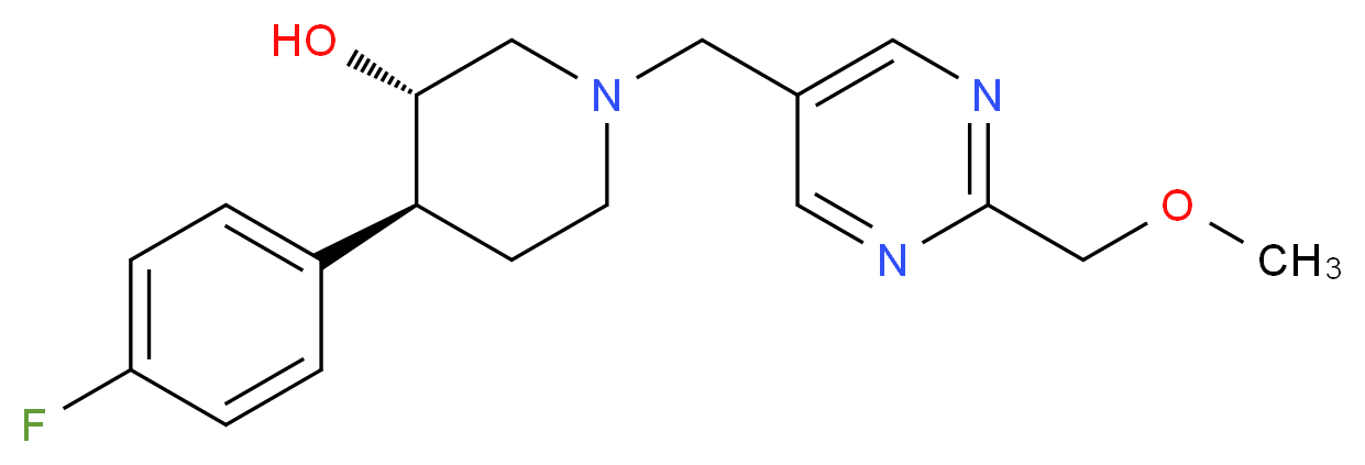 (3S*,4S*)-4-(4-fluorophenyl)-1-{[2-(methoxymethyl)pyrimidin-5-yl]methyl}piperidin-3-ol_分子结构_CAS_)